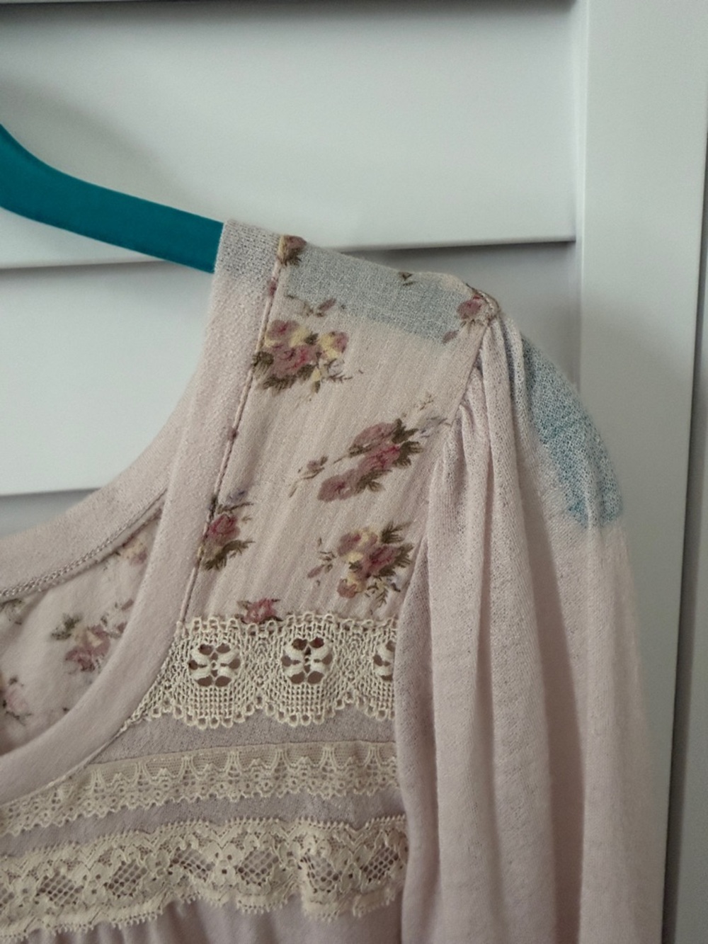 Free people —Boho Lace-Trim Button Front Women's Top - Blush Pink - Picture 4 of 8
